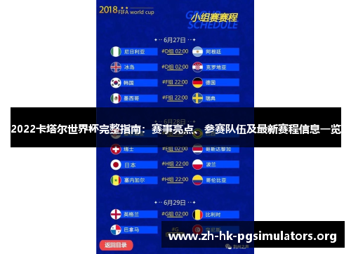 2022卡塔尔世界杯完整指南：赛事亮点、参赛队伍及最新赛程信息一览