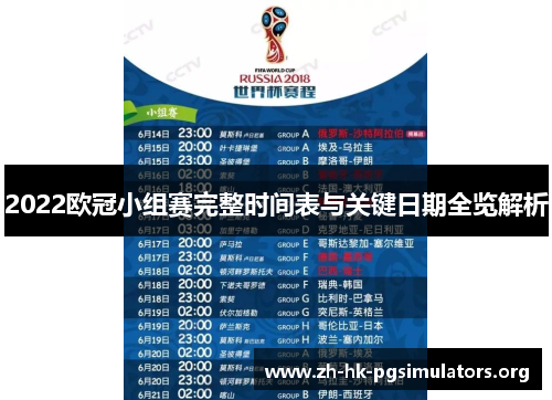 2022欧冠小组赛完整时间表与关键日期全览解析
